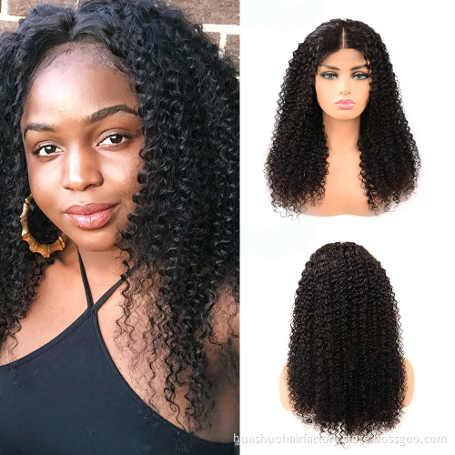 Huashuo Free Shipping 4*4 Human Lace Closure Wig Brazilian Virgin Human Hair Lace Wigs With Baby Hair Jerry Curl